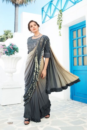 Party wear ruffle saree 1207