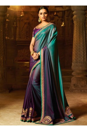 Blue shaded saree for wedding 74112