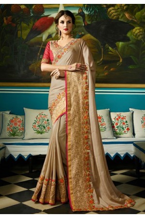 Party wear Designer Sarees Beige Colour 7808