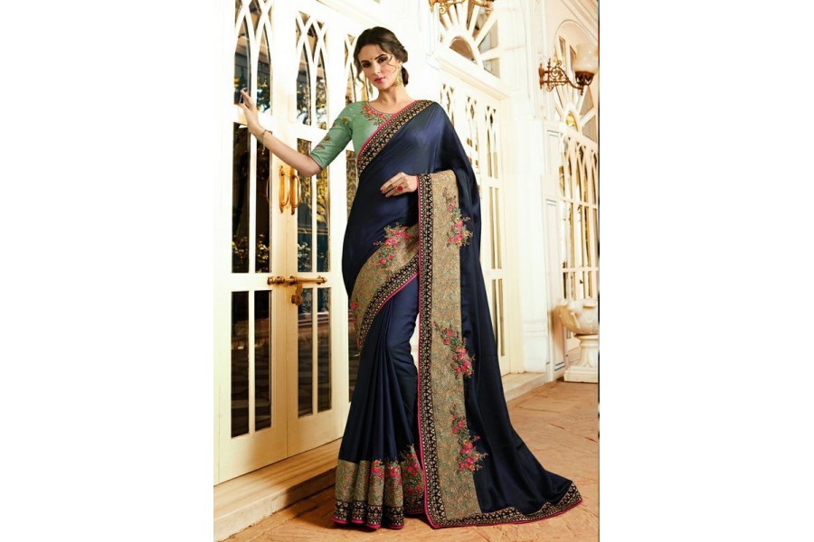 Party wear Designer Sarees Dark Blue 7803