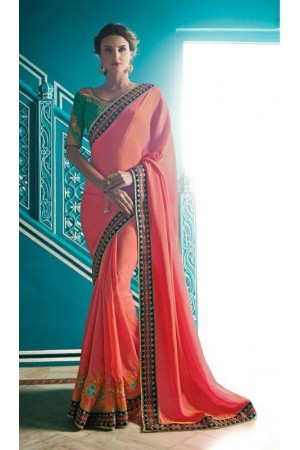 Party wear Designer Sarees pinky peach 7809