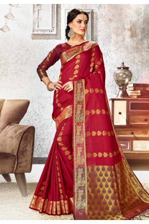 Maroon kanjivaram festival wear saree 68175