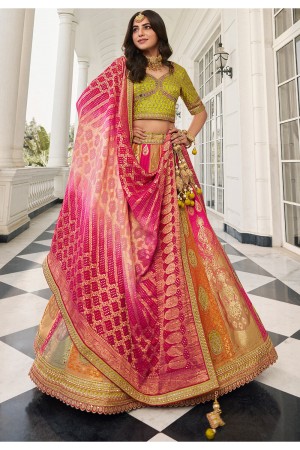 Woven Jacquard silk wedding lehenga choli in Multi color