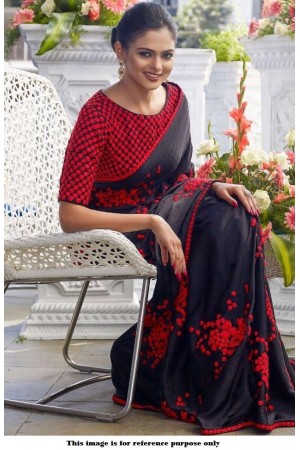 Bollywood Inspired Black and red georgette saree