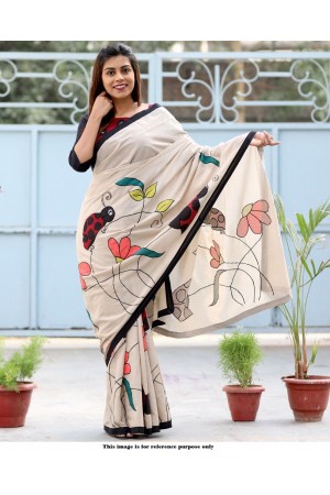 Bollywood Inspired White satin digital print saree