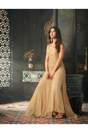 Sonal Chauhan Cream net wedding anarkali