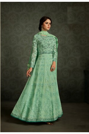 Fresh green georgette wedding anarkali