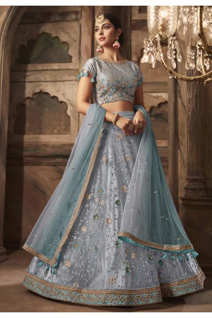 gray net a line lehenga choli 10003B