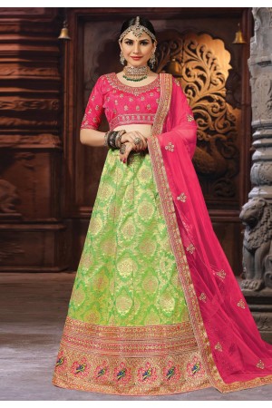 green silk a line lehenga choli 1002