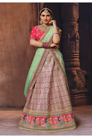 pink silk embroidered lehenga choli 1007