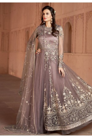 shaded purple net flared long anarkali suit 1626