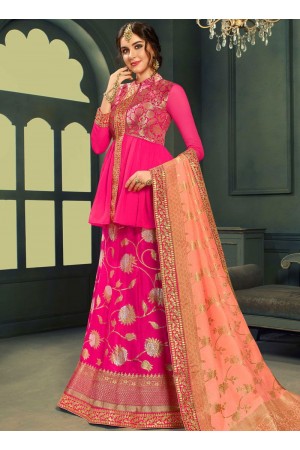 Gajri color silk Indian wedding lehenga choli 606