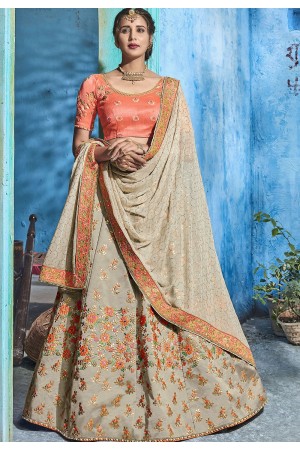 Grey silk Indian wedding lehenga choli 1010