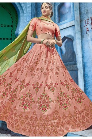 Light pink silk Indian wedding lehenga choli 1003