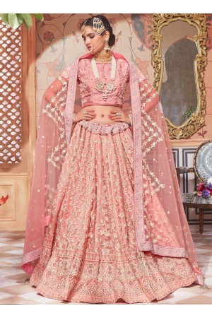 Onion pink net Indian wedding lehenga choli 4605