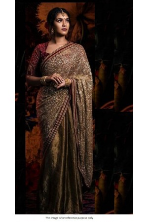 Bollywood Model Golden sequins half n half saree