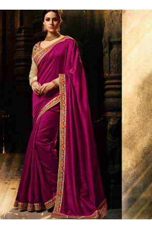 Wine and chiku color silk Party wear saree