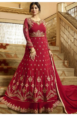 Ayesha Takia Maroon Georgette Anarkali Suit 22026