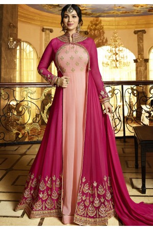 Ayesha Takia Pink Georgette Anarkali Suit 22021