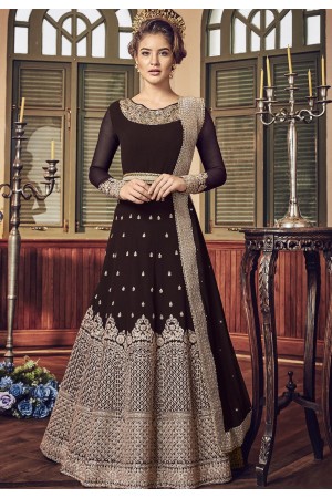 Brown Shade Georgette Floor Length Designer Anarkali Suit 5801D