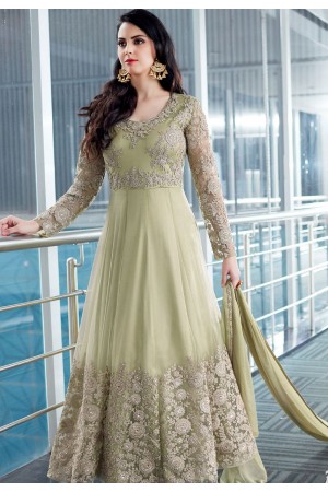 Green Shade Net Embroidered Designer Anarkali Suit 2506