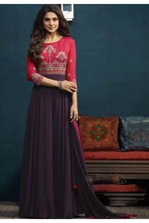 Jennifer Winget Mauve and Pink Silk Georgette Anarkali Suit 5016