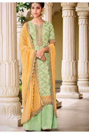 Sea Green Dola Silk Sharara Style Pakistani Suit 39