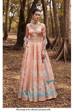 Bollywood Anita Dongre Inspired peach silk lehenga