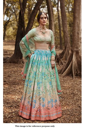 Bollywood Anita Dongre Inspired sea green silk lehenga