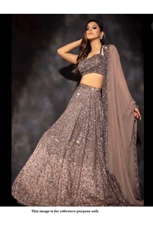 Bollywood model beige sequins wedding lehenga