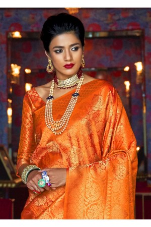 GOLDEN ORANGE WOVEN KANJIVARAM SILK 104005