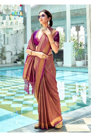 GOLDEN PURPLE KANJIVARAM ZARI SILK 5008