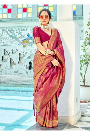 MAROON PINK KANJIVARAM ZARI SILK 5005