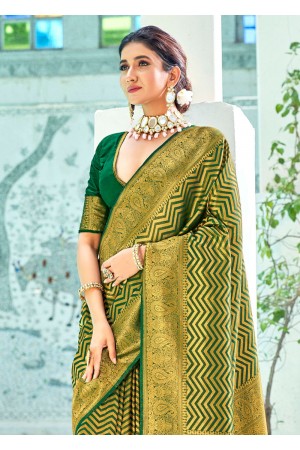 PIOGENT GREEN KANJIVARAM ZARI SILK 5006