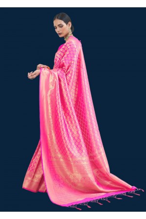 ROYAL STRAWBERRY PINK WOVEN KANJIVARAM SILK 123004A