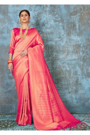 Traditional Lotus Pink Kanjivaram 123002D