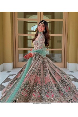 Bollywood Model Green Kasturi silk heavy wedding lehenga choli