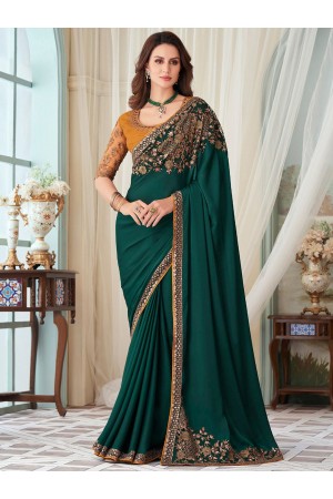 Silk Saree with blouse in Green colour 1202