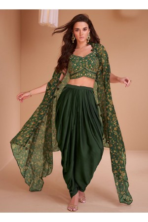Bottle satin readymade dhoti set cape suit 5351