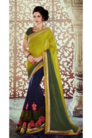 Party-wear-Blue-Green-color-saree