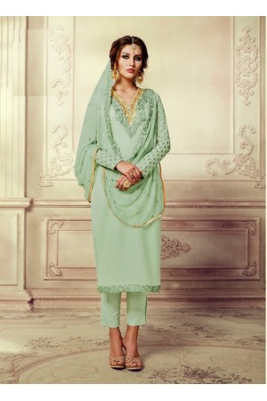 Olive green georgette straight cut salwar kameez