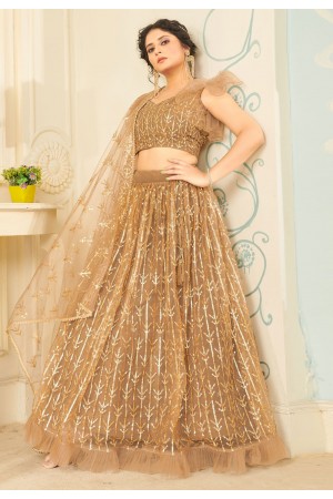 Brown net designer lehenga choli 1003