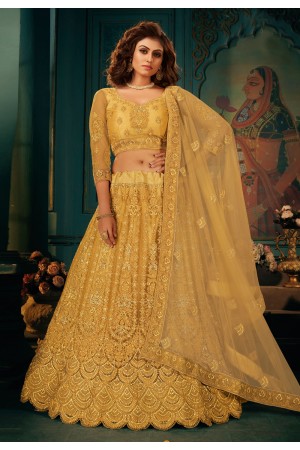 Golden net embroidered lehenga choli 2006