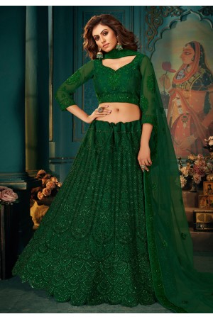 Green net embroidered lehenga choli 2007