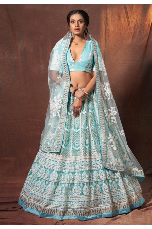 Light blue net lehenga choli 6302