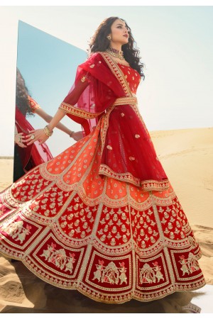 Orange art silk embroidered lehenga choli 967