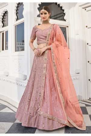 Pink silk party wear lehenga choli 1012