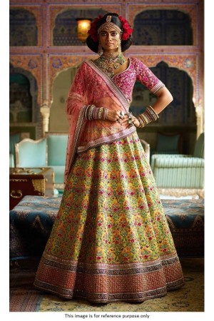 Bollywood sabyasachi Inspired Yellow Mulberry silk lehenga choli