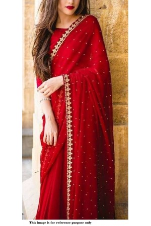 Bollywood red color georgette moti saree