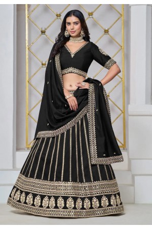 Black art silk circular lehenga choli 301